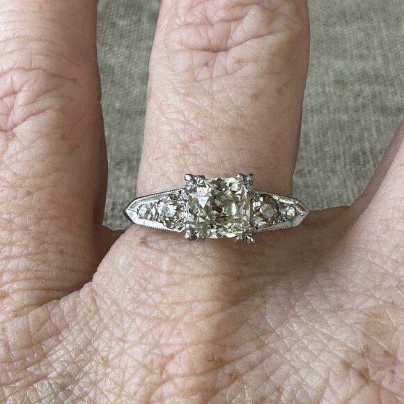 Old European Cut VS1-VS2 Diamond 14k Two Tone Gold Ring Size 8.25 - Picture 3 of 10